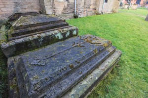 Picture of the Jackson family graves, in the churchyard, beside the north transept and north aisle