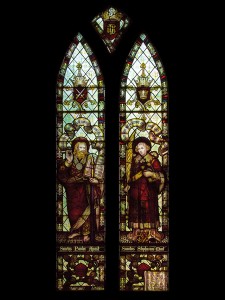 CE Kempe stained glass in the chancel, 1888. St Paul and St Stephen.