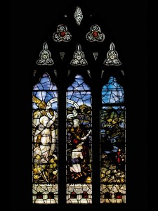CE Kempe stained glass in the south transept, 1894. Abraham preparing to sacrifice Isaac.