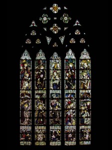 CE Kempe stained glass in the north transept, 1889. The nativity of Christ.