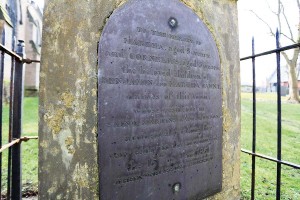 Commemorative panel on Ben Caunt's grave