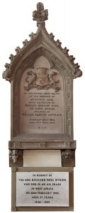 Wall memorials in memory of Ada Lovelace (above) and the Hon. Richard Noel Byron (below)