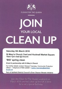 Poster for St Mary's churchyard and market square BIG Spring Clean event