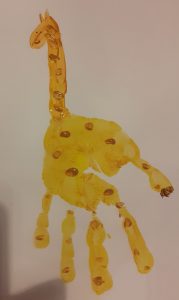 Giraffe handprint picture by Samuel Goddard