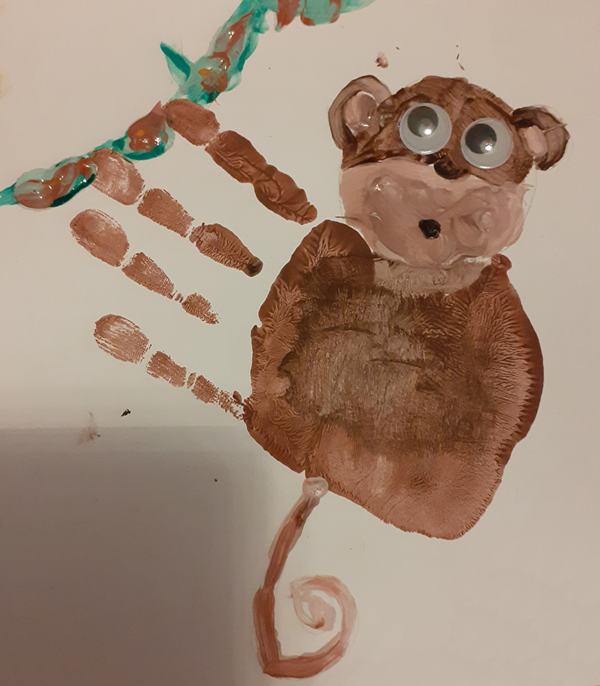 Monkey hand painting