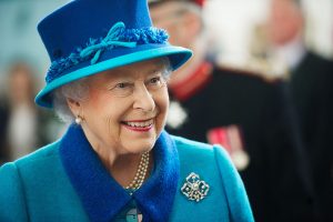 Queen Elizabeth II during a visit to the Royal Dockyard Chapel in Pembroke Dock, Wales.